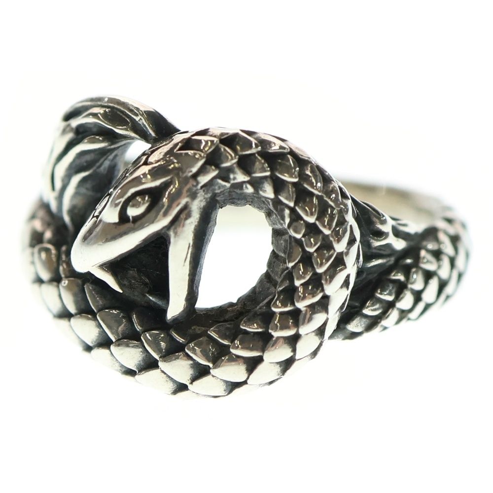Bizarre ビザール ロゴ刻印 クロススネーク リング シルバー