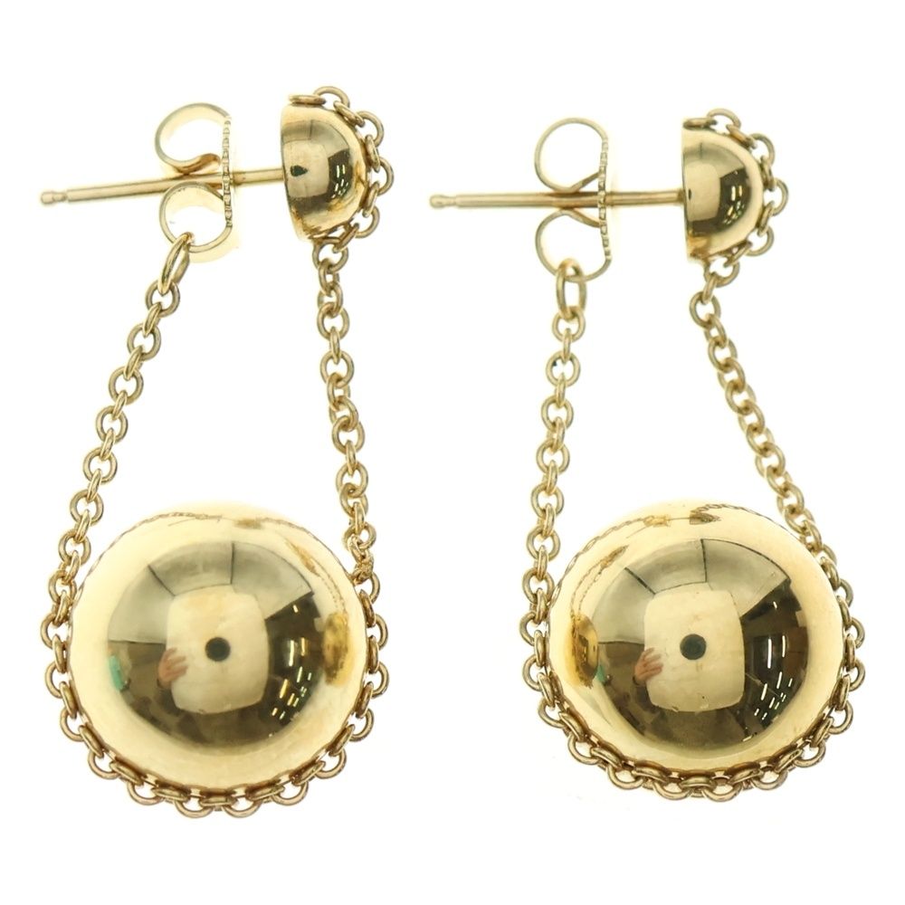 TIFFANY - Co. ティファニー ハードウェア ボール シングル ドロップピアス K18YG イエローゴールド