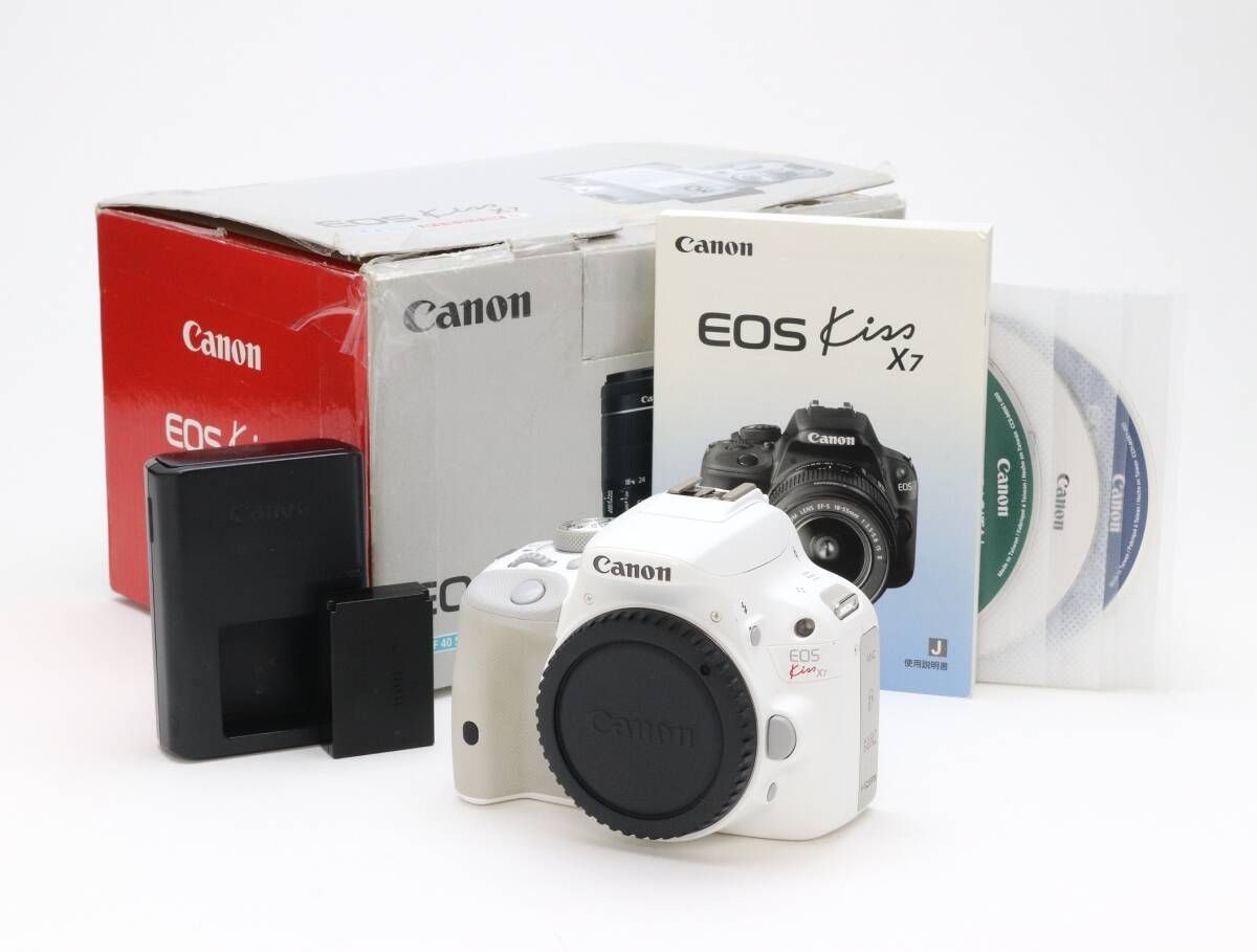 AB- Canon キヤノン EOS Kiss X7 ボディ ホワイト シャッター数 4 245枚 初期不良返品対応 111-46