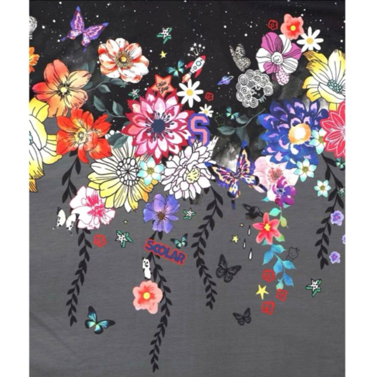 Scolar 花×夜空柄ミックス裏毛チュニック