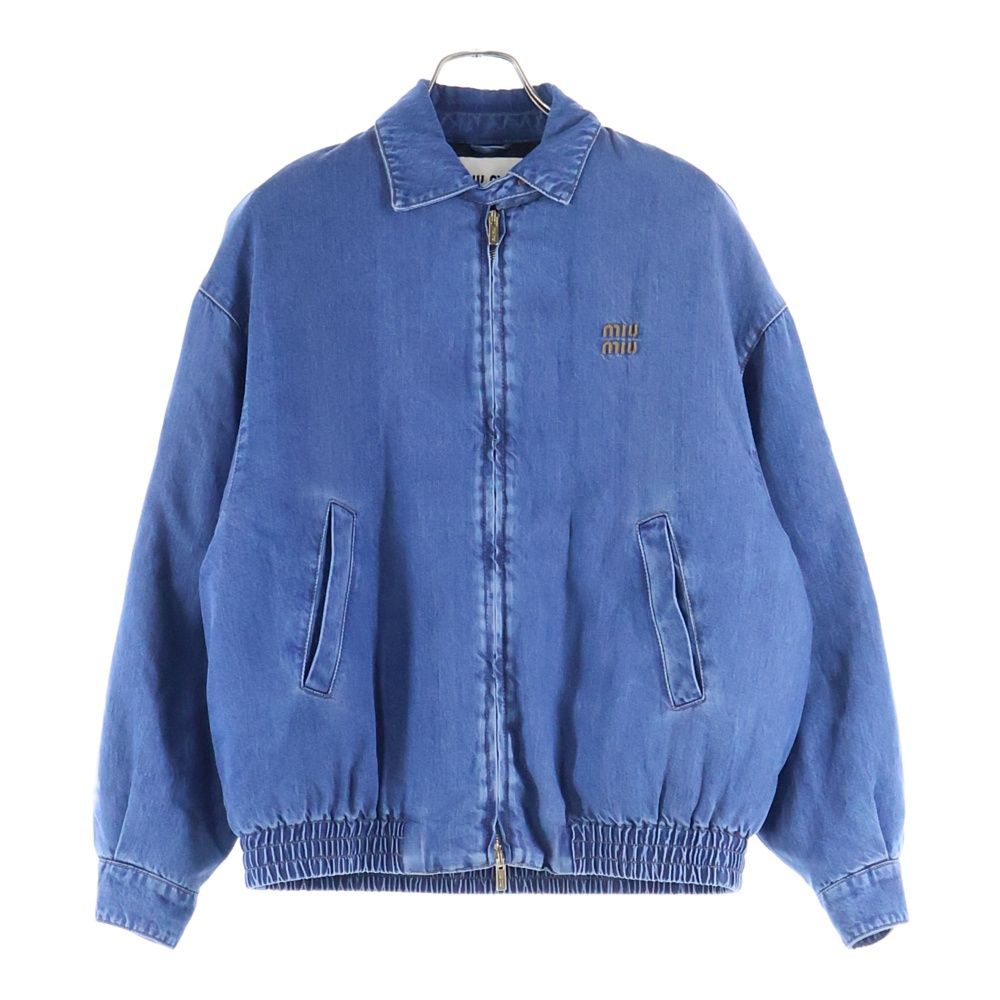 miumiu ミュウミュウ ロゴ刺繍 デニムダウンジャケット ダブルジップ インディゴ GWB219 S000 15PP