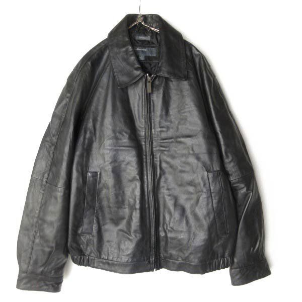 90s PERRY ELLIS PORTFOLIO ショート ラム レザー ジャケット L 黒