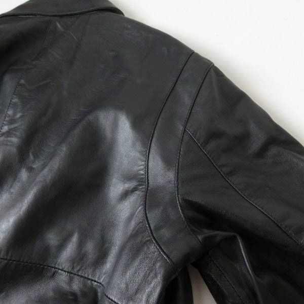 90s PERRY ELLIS PORTFOLIO ショート ラム レザー ジャケット L 黒