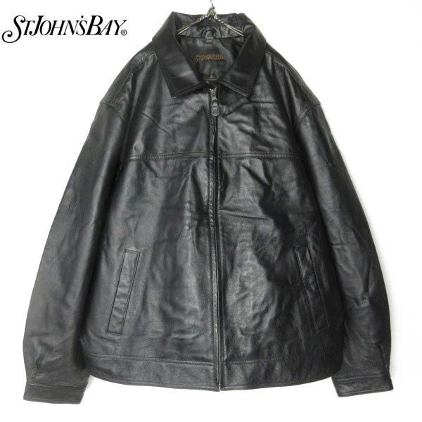 美品 ST JOHN'S BAY レザー ジャケット 黒 XXL ブラック セント