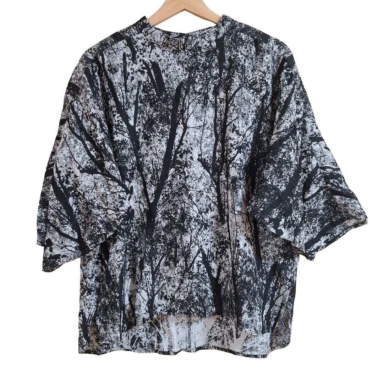 Plantation プランテーション 七分袖カットソー サイズM レディース - 白×黒 クルーネック