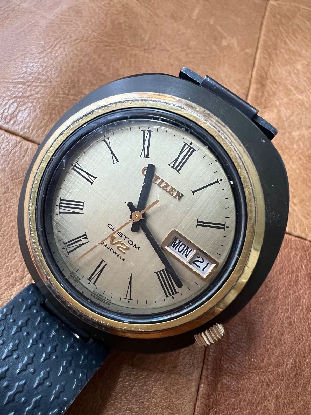 シチズン v2 カスタム 23石 自動巻き ブラッキー 稼働品