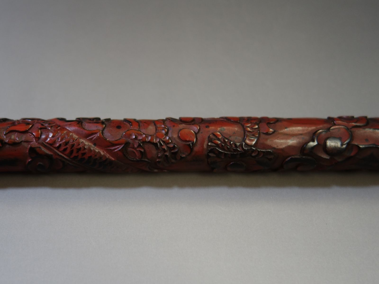 中国美術 【 木彫堆朱 四本爪の龍 香筒 】漆器 中国古玩 骨董 古美術