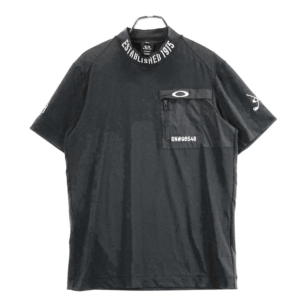 【新品】OAKLEY メンズ ゴルフ モックネックシャツ　size L サイズ：L OAKLEY オークリー モックネック半袖Tシャツ ブラック系