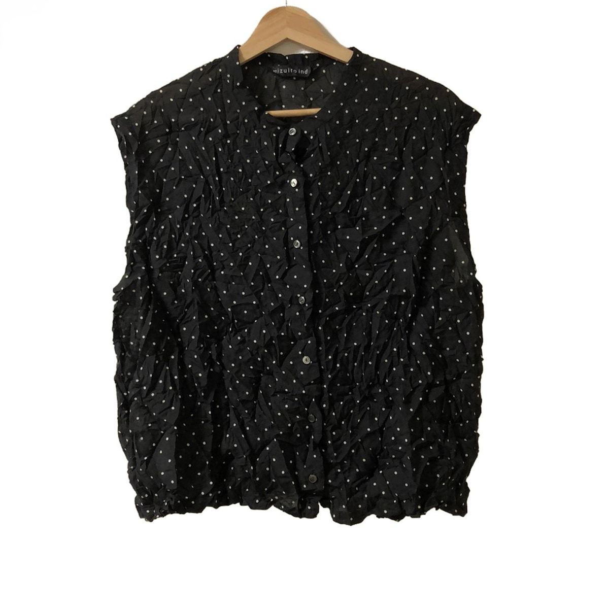 mizuiro ind ミズイロインド 半袖シャツブラウス レディース - 黒×白 ドット柄