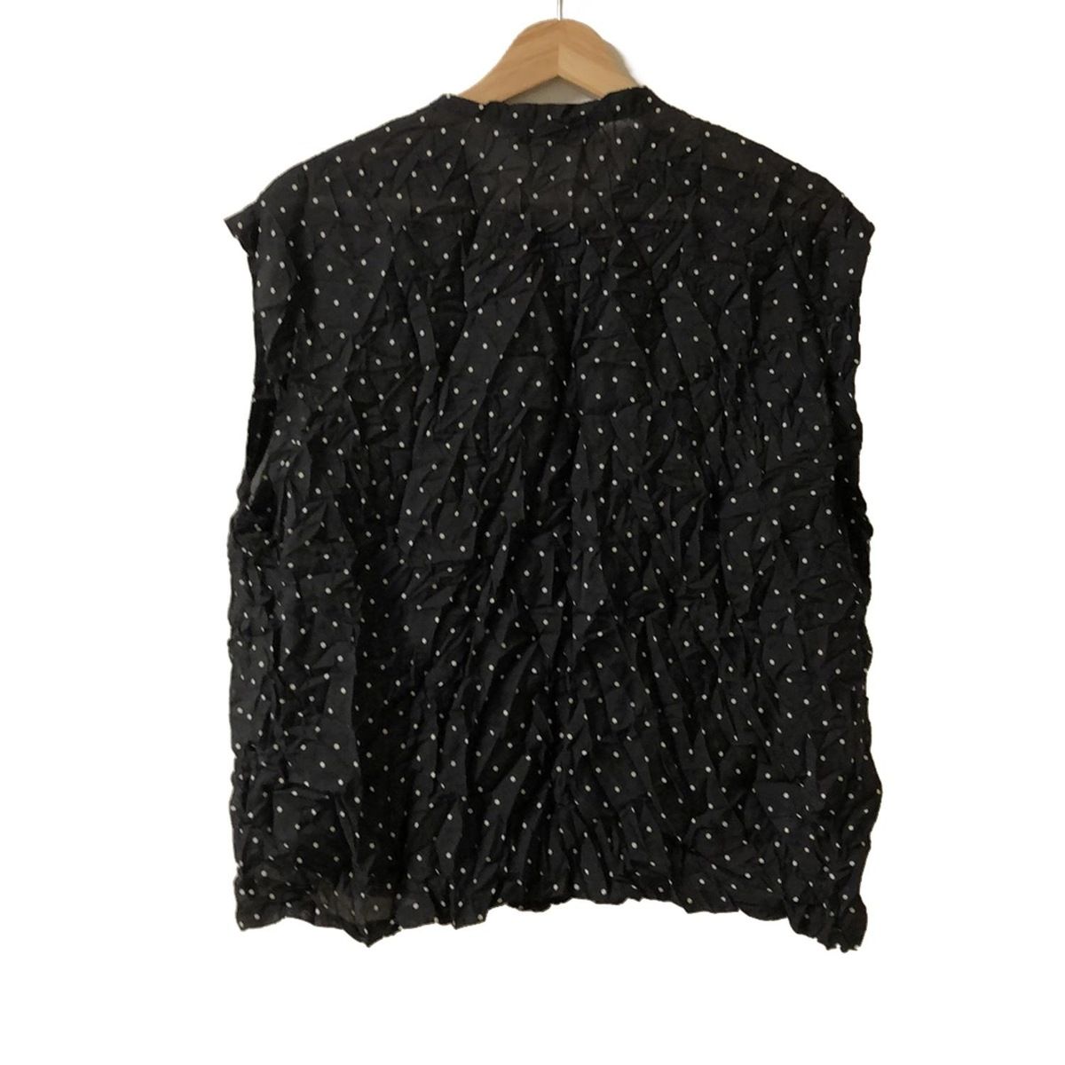 【 新入荷·数量限定】 mizuiro ind ミズイロインド 半袖シャツブラウス レディース - 黒×白 ドット柄