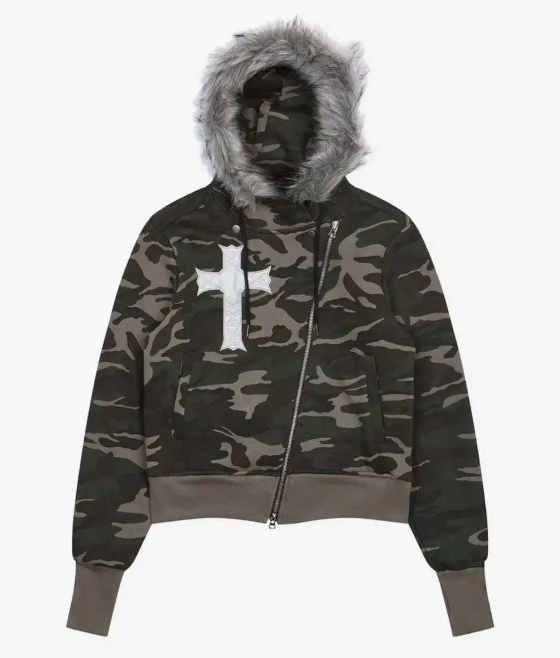 LUVISTRUE アシンメトリー ジップアップパーカー カモフラ