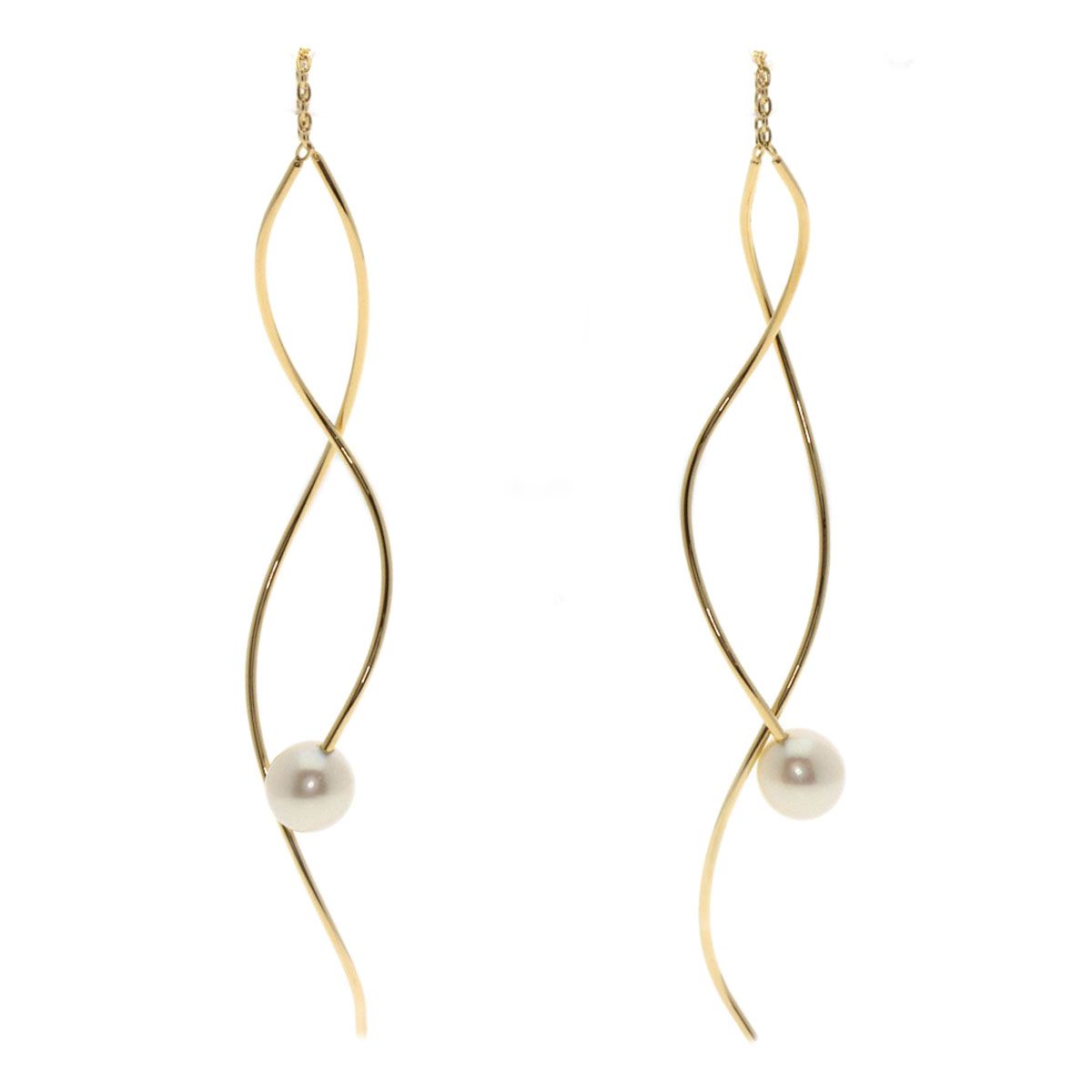 TASAKI タサキ アメリカン パール 真珠 チェーン ピアス K18YG