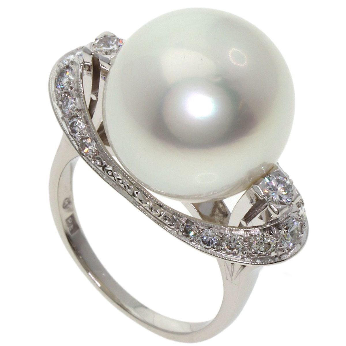 MIKIMOTO ミキモト パール 真珠 ダイヤモンド リング 指輪 PT レディース