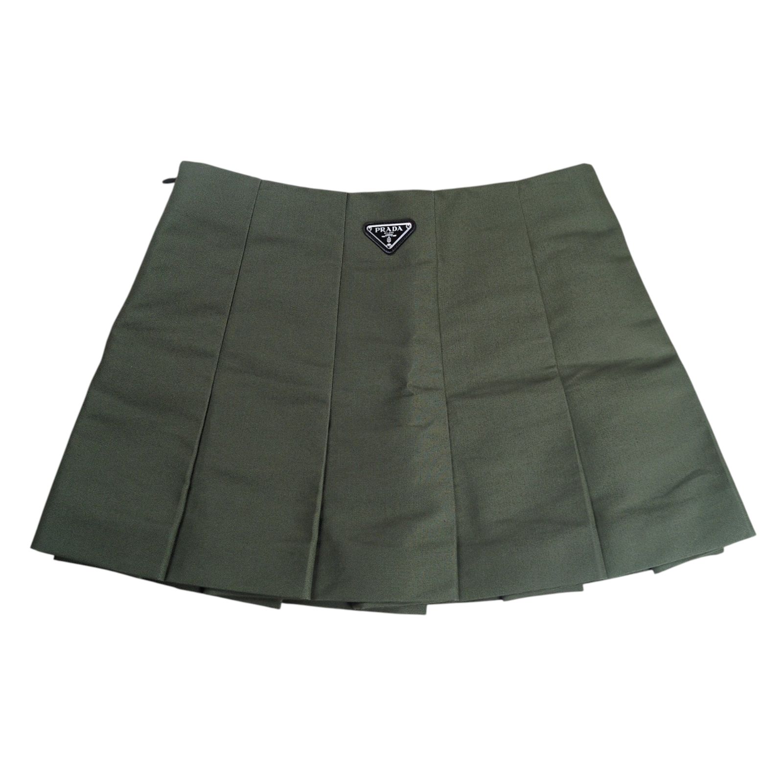 PRADA Triangle Logo Plate Tactical Pleats Mini Skirt