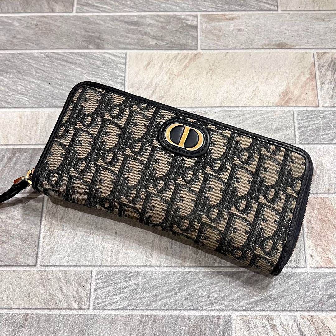 Christian Dior クリスチャンディオール CD金具 モンテーニュ ウォレット トロッター 長財布 ラウンドファスナー ロングウォレット アンティークゴールド オブリーク シグネチャー ジャカード レディース メンズ ユニセックス