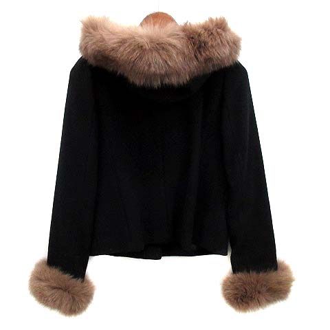 アプワイザーリッシェ Apuweiser-riche ビット付き ショート ダッフル コート フォックスファー ブラック 黒 2