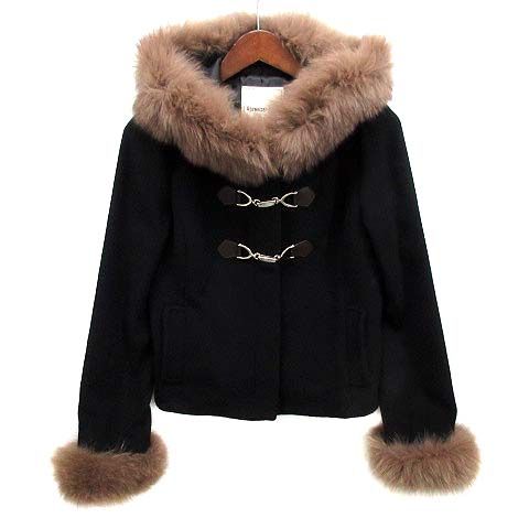 アプワイザーリッシェ Apuweiser-riche ビット付き ショート ダッフル コート フォックスファー ブラック 黒 2