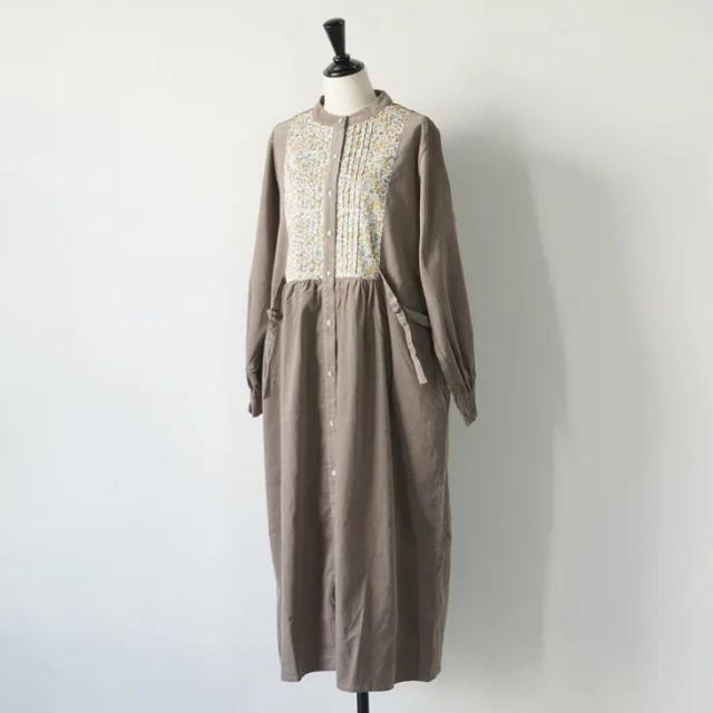 sosotto ソソット 細コールxLIBERTYビブヨークワンピース mocha taupe ワンピース ドレス リバティ Wiltshire柄