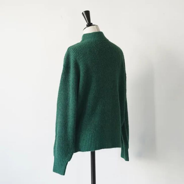  sosotto ソソット アルパカ風片畦2 WAYハイネック green ニット カーディガン 前後2 WAY 25 AW 五分袖 七分袖 カーディガン ボレロ アンサンブル