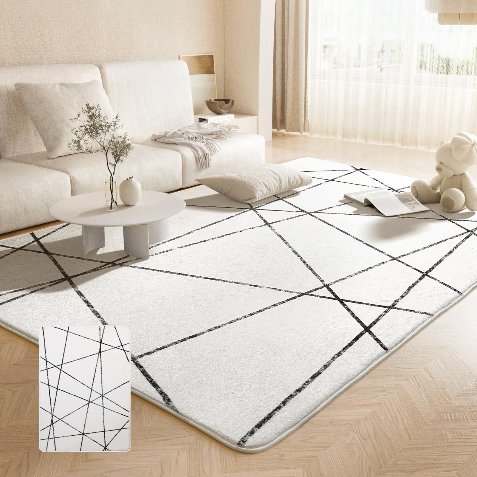Beddiny カーペット ラグ マット 3畳 極厚 2cm ふわふわ肌触 低反発 厚手 洗える オールシーズン 滑り止め 地毯 じゅうたん 絨毯 防音 フローリング クッションマット 200*250cm ホワイト 白 ホットカーペット対応