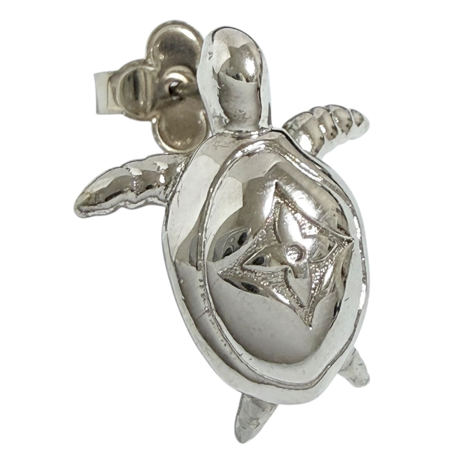 ルイヴィトン メンズ 片耳 ピアス 1個のみ かめ タートル スタッド シルバー