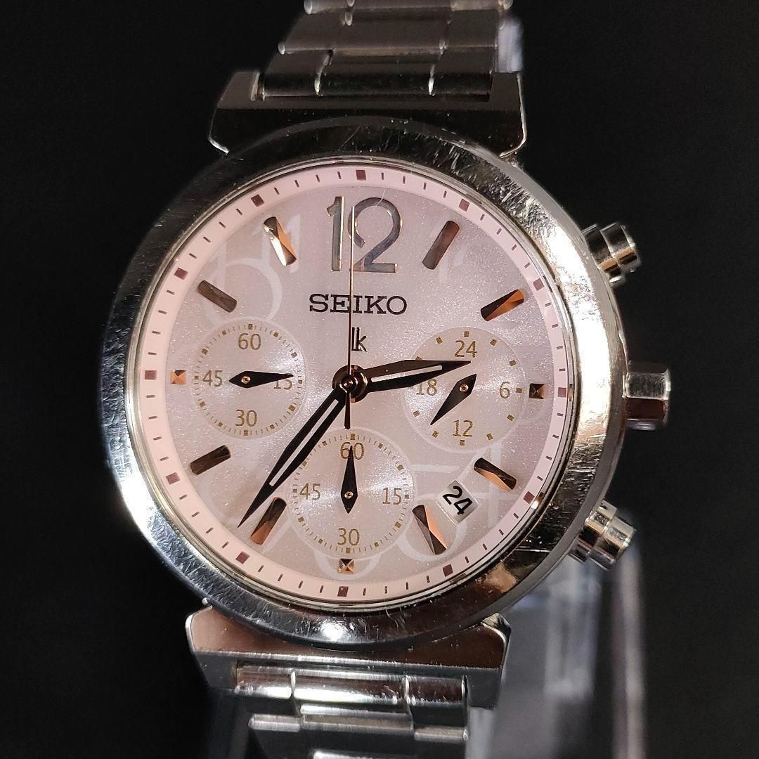 682-3 SEIKO セイコー ルキア LUKIA V 175-0 AJ 0 ピンク シルバー ソーラー 充電式 腕時計 watch