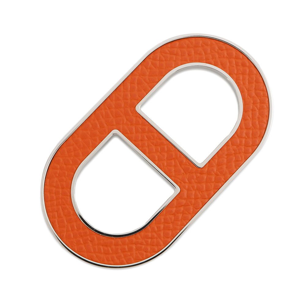 エルメス ブローチ シェーヌダンクル オレンジミニアン シルバー金具 エプソン HERMES