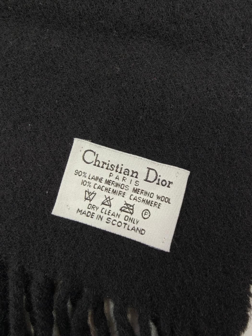 Christian Dior ディオール ロゴ柄 フリンジ マフラー ウール カシミヤ