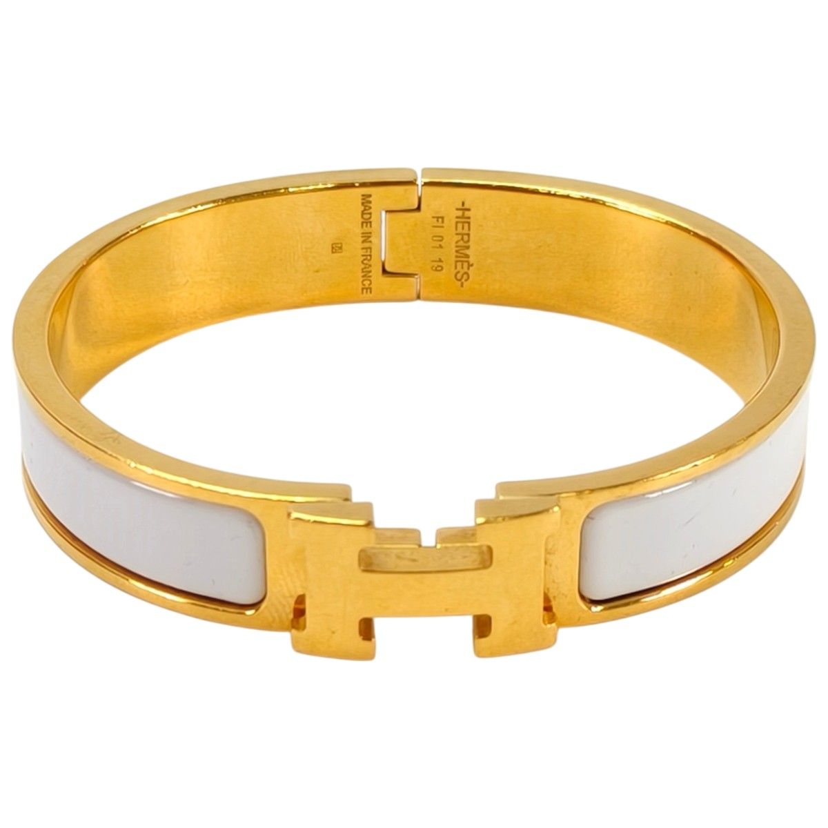 HERMES エルメス クリックH PM ブレスレット バングル ゴールド ホワイト 管理番号 10496