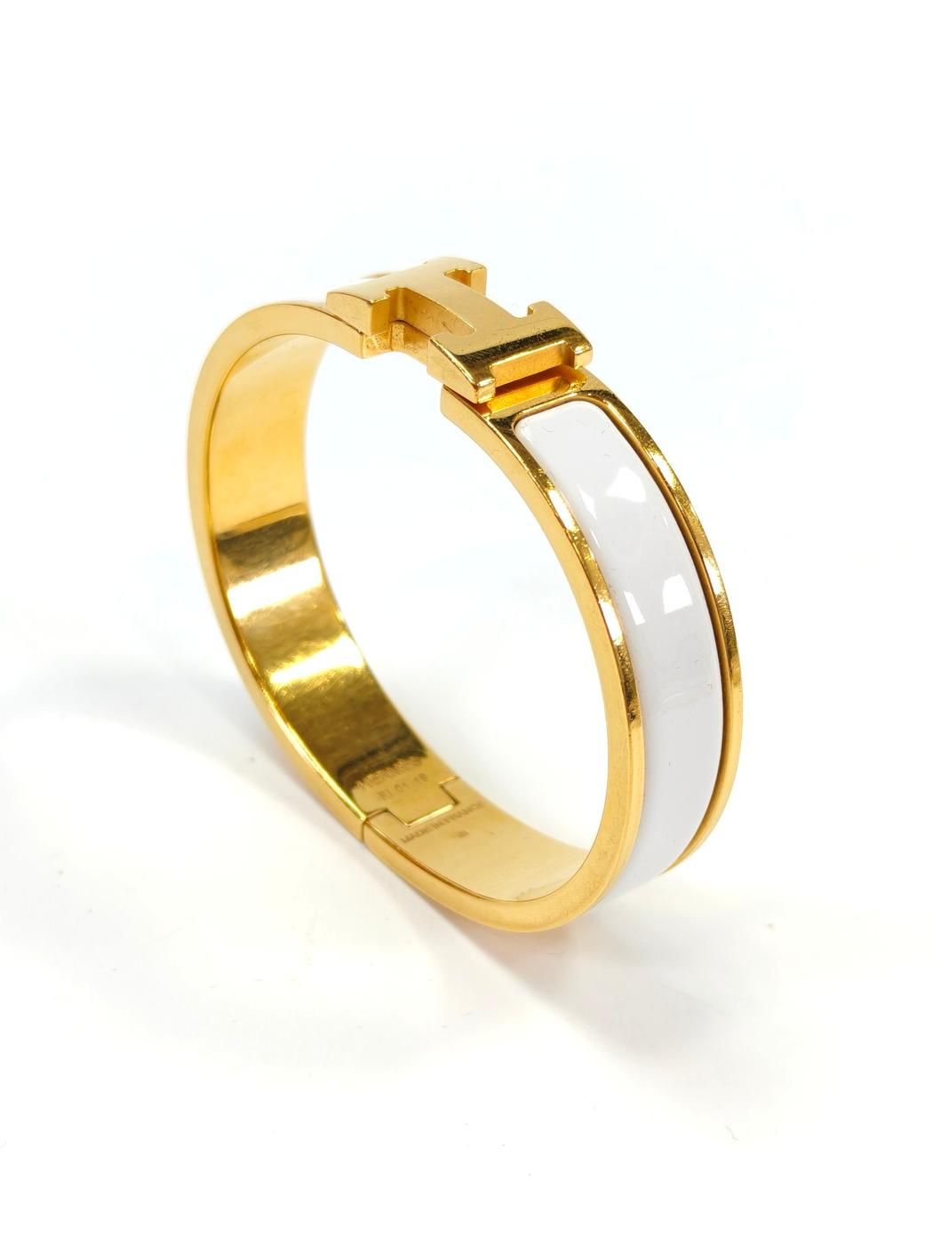  HERMES エルメス クリックH PM ブレスレット バングル ゴールド×ホワイト 管理番号 10496 バングル リストバンド アクセサリー