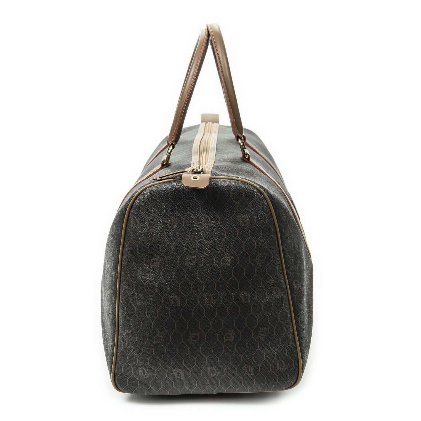 DIOR ディオールヴィンテージ ラージ トラベル ボストン茶色マカダムPVCキャンバスA WWW_SMP1DAWEKUDUS_SCH_ID