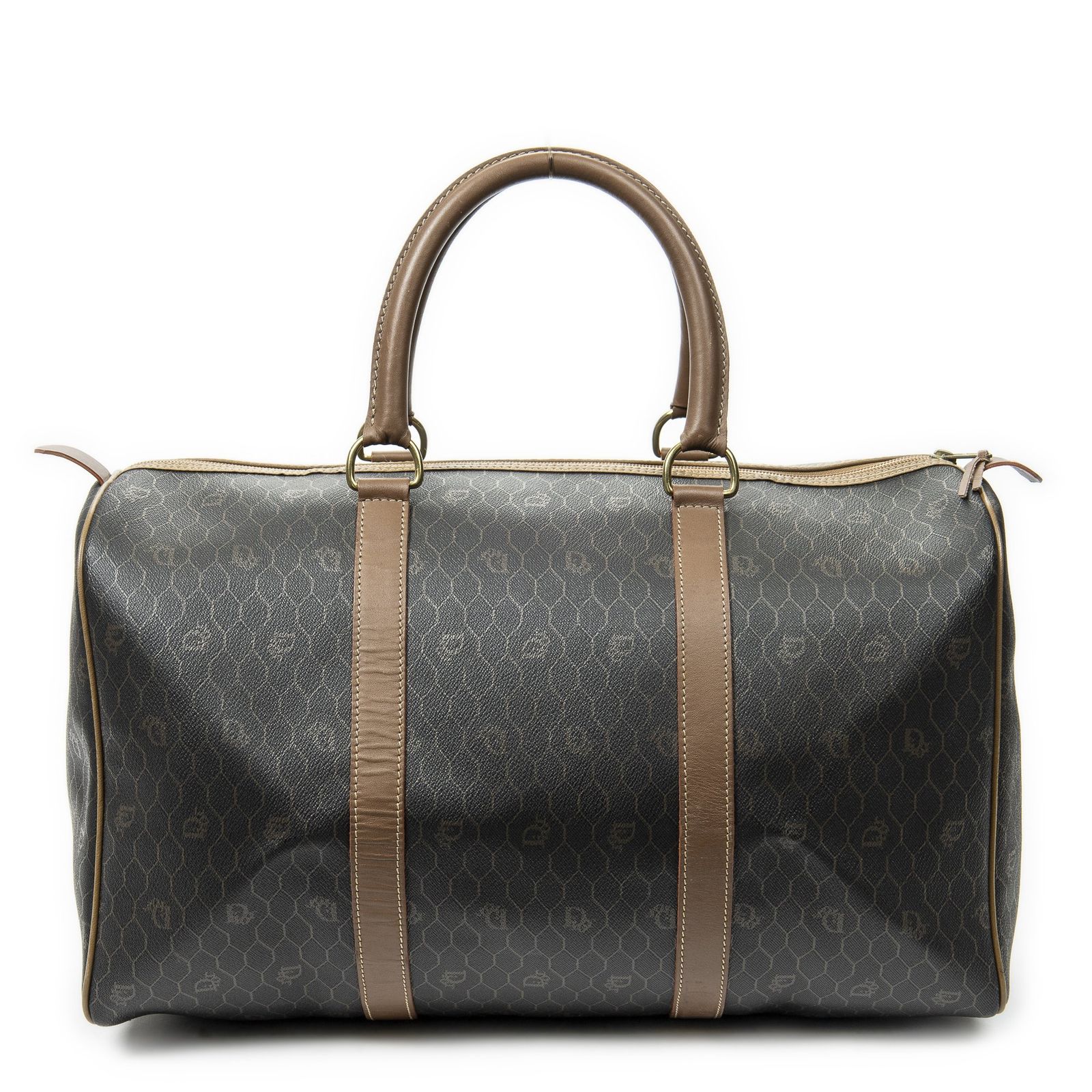 トラベル ボストン茶色マカダムPVCキャンバスA