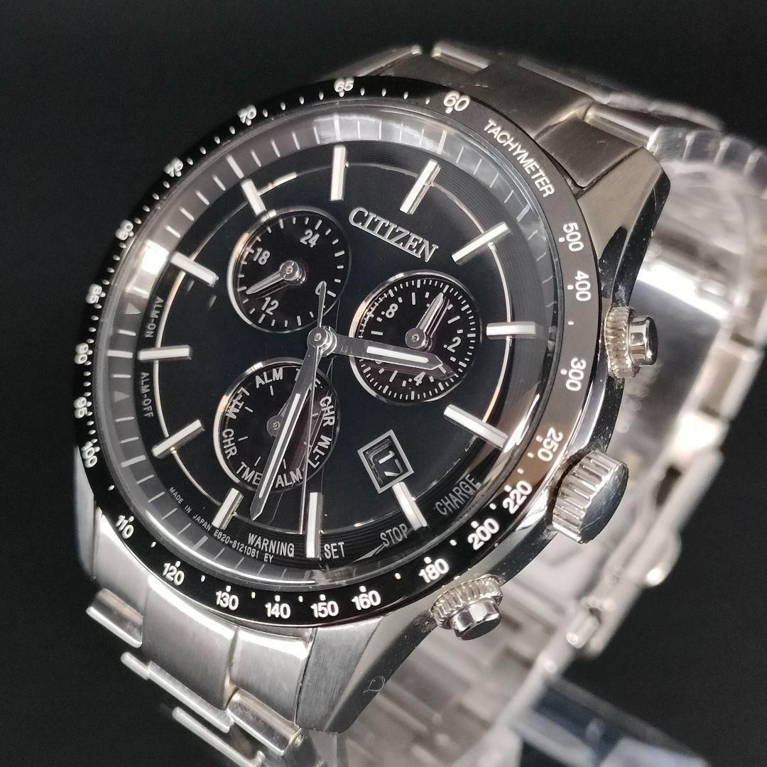 CITIZEN シチズン ブラック ホワイト シルバー ソーラー メンズ