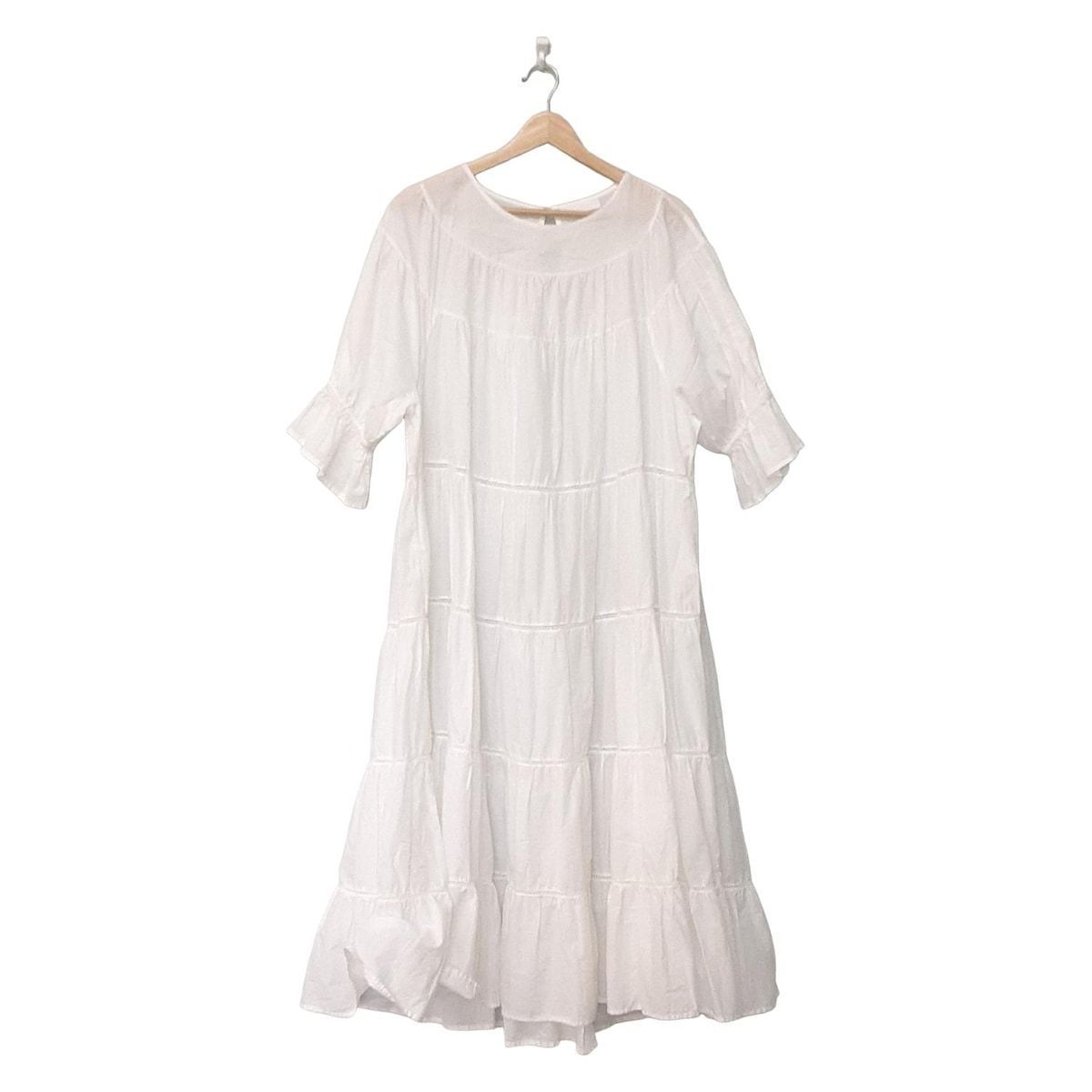 Merlette マーレット ワンピース レディース - 白 七分袖 ロング ティアード