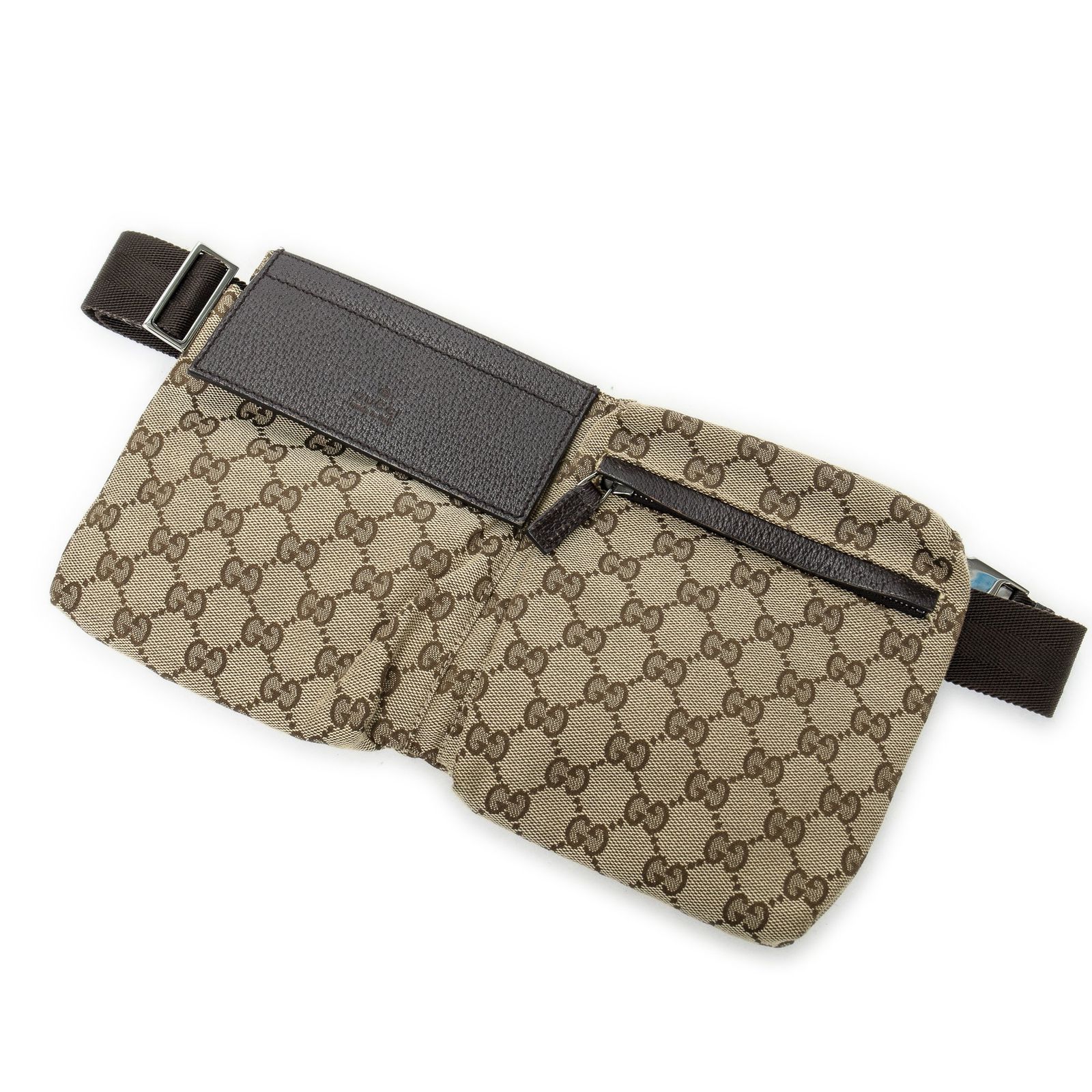 GUCCI グッチウエストポーチベージュ ブラウンGGキャンバスA