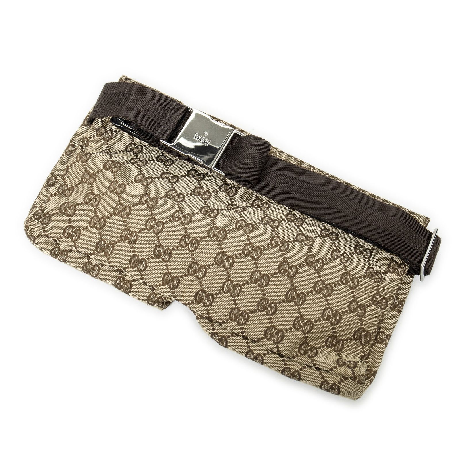 GUCCI グッチウエストポーチベージュ ブラウンGGキャンバスA