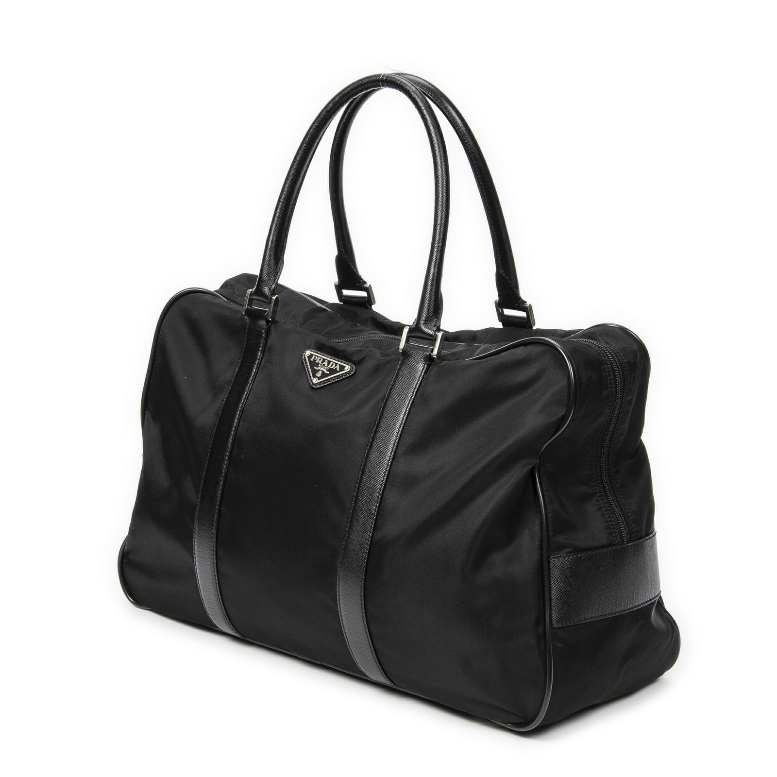 PRADA プラダソフトナイロンダッフルバッグ黒ナイロンキャンバスA