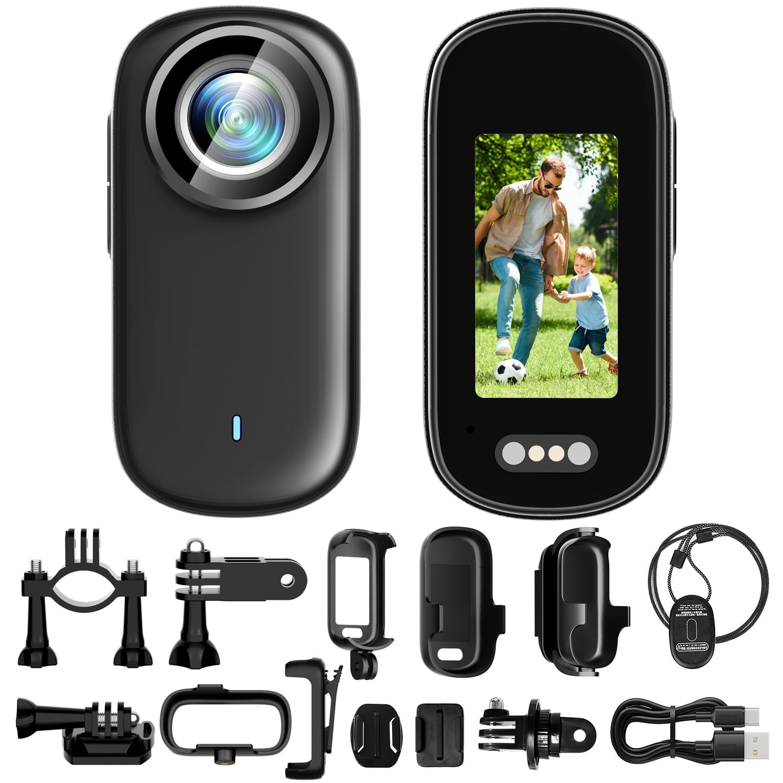 アクションカメラ 4K ウェアラブルカメラ 64G SDカード付属 120°広角 小型ビデオカメラ ボディカメラ 親指サイズ IP65防水 循環録画 wifi搭載 スマホ対応 複数 設置便利 Vlog 旅行 アウトドア ペット スポーツ 生活