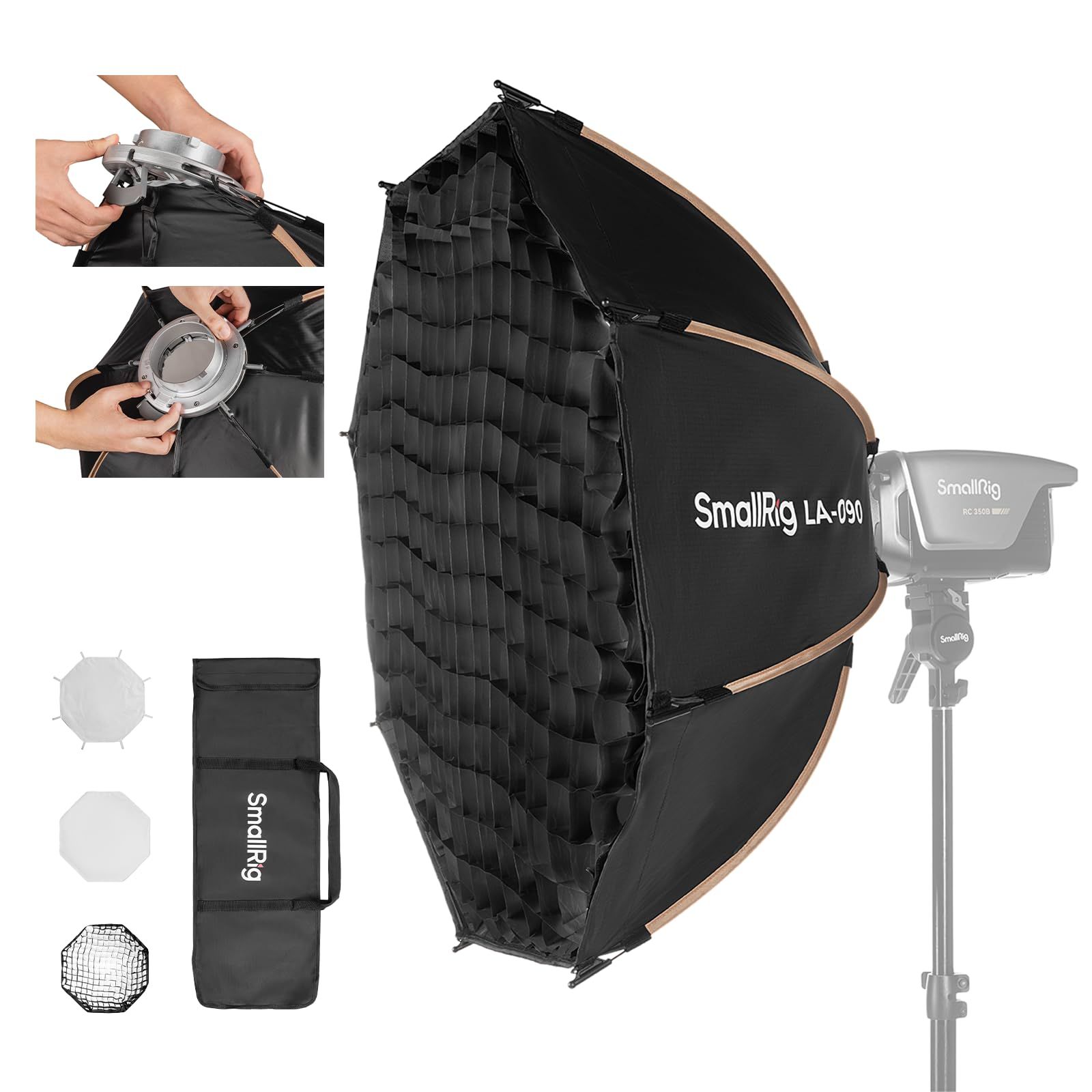 屋外撮影で便利ライトソフトボクス SmallRig用 Neewer用 Aputure用 Godox用 ライト用 COB Bowensマウント 色の再現性高め オクタゴン 4633 一体型 クイックリリース ワンタッチ 90cm 35インチ 八角形ソフトボ