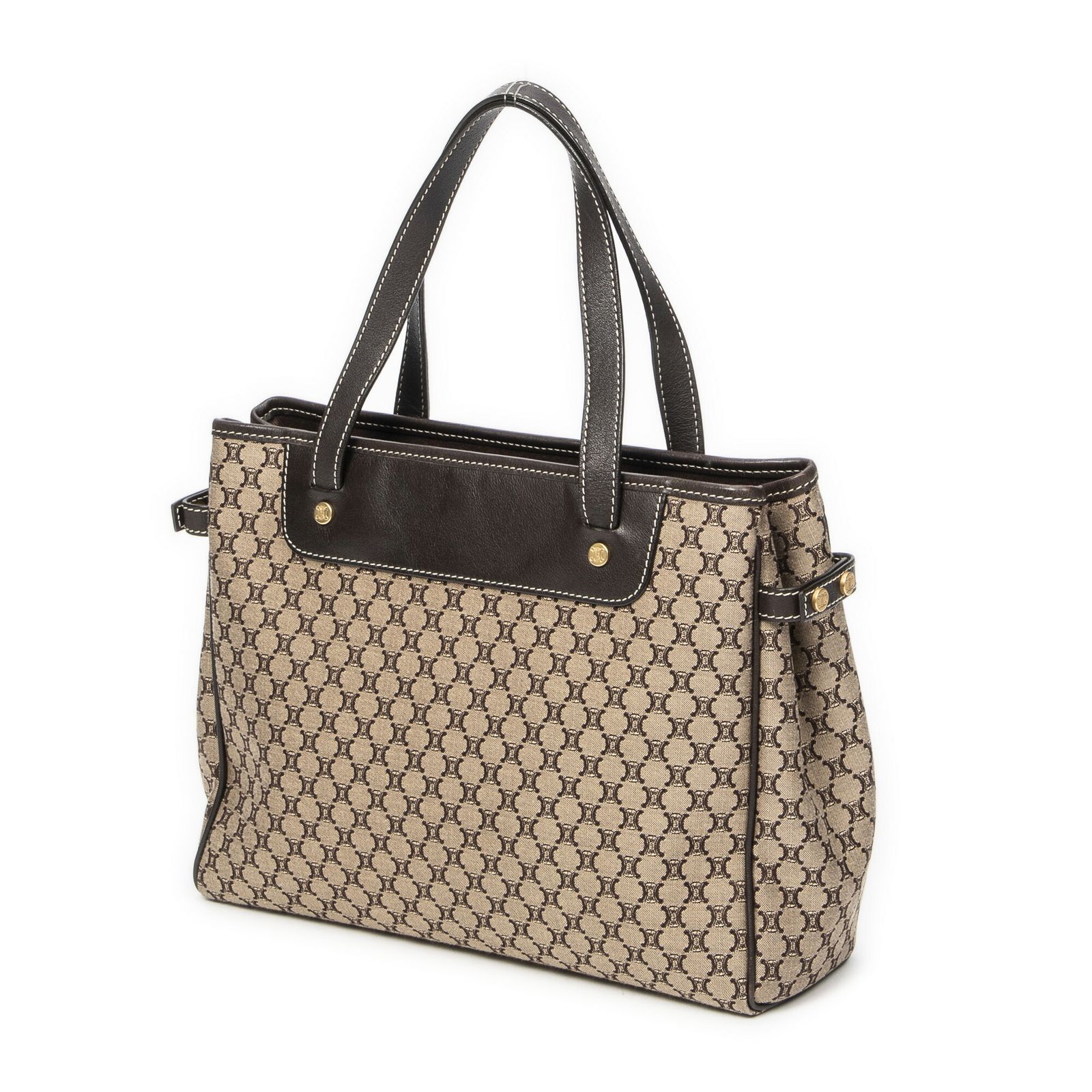 CELINE セリーヌヴィンテージ スモール オープントートベージュ ブラウンマカダムキャンバスA