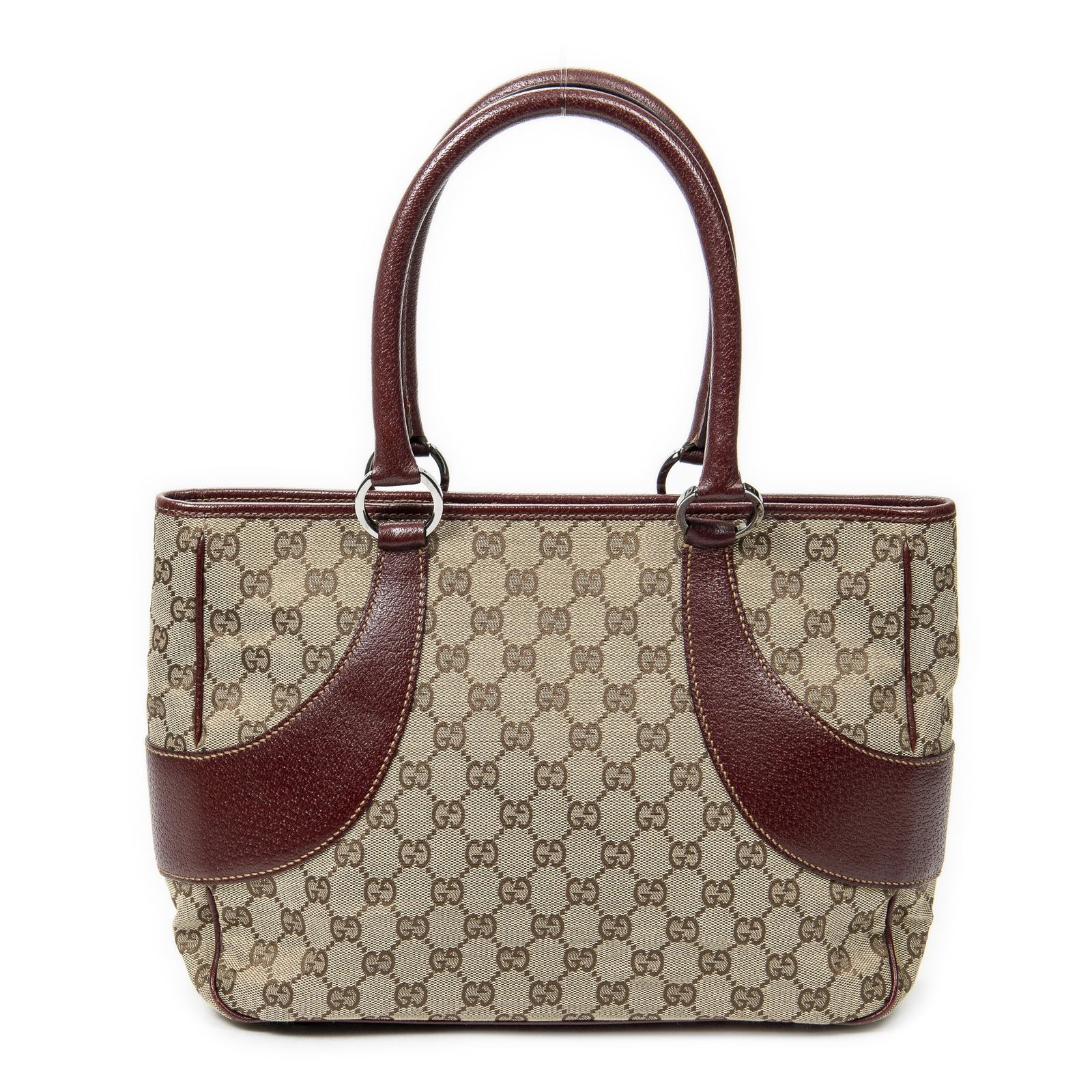 GUCCI グッチトートバッグベージュ レッドGGキャンバスA