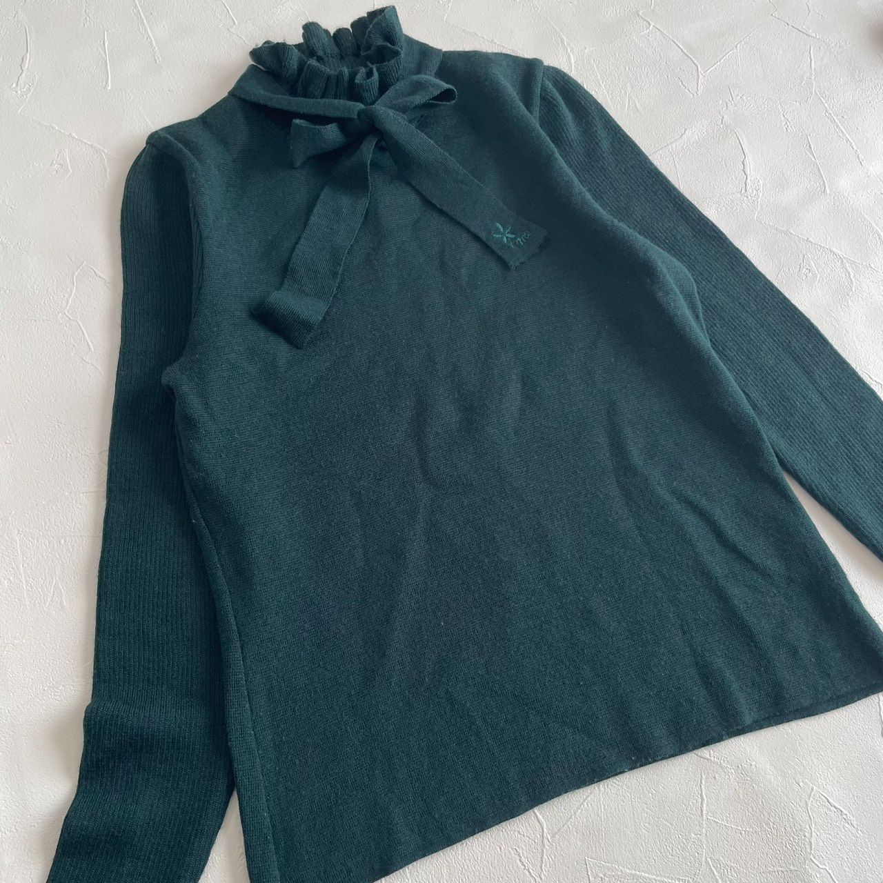 【極美品】M'S GRACY　ウールニット　フリル　リボン　近年 M'S GRACY / エムズグレイシー リボン 首袖フリル ウール混 ニット