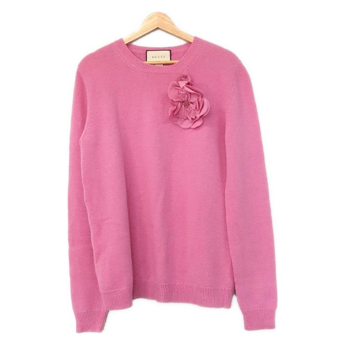 GUCCI グッチ 長袖セーター レディース - 526717-X9W70 ピンク クルーネック コサージュ付き