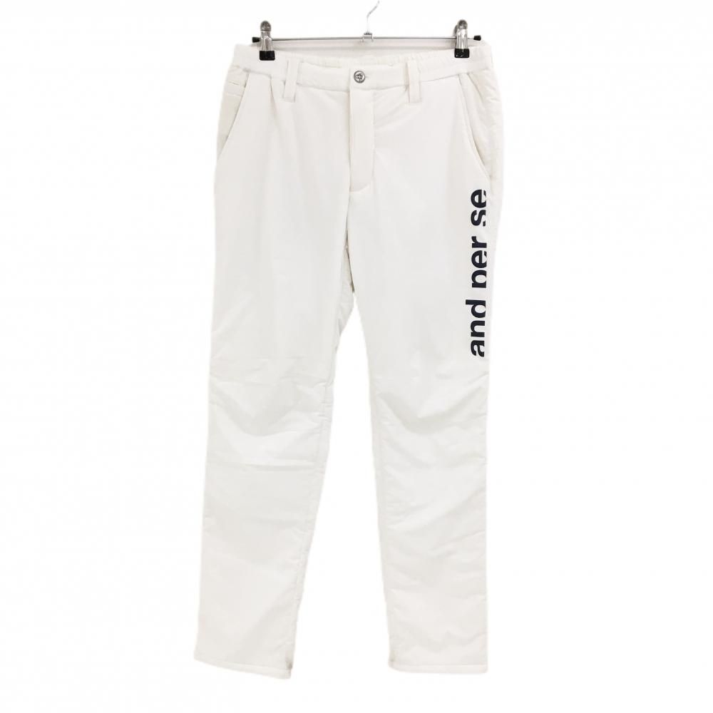 ✨極美品✨and per se パンツ 中綿 アンパスィ 中綿パンツ 白 サイドロゴネイビー メンズ L ゴルフウェア