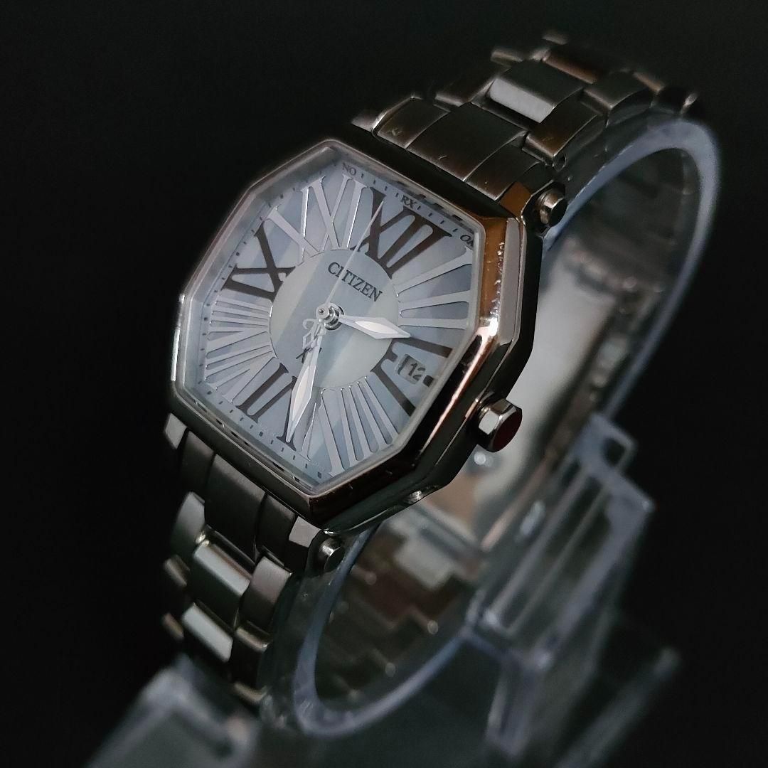 694-11 CITIZEN シチズン XC H010 シルバー ソーラー 電波 レディース 時計 エコドライブ H010-T014135