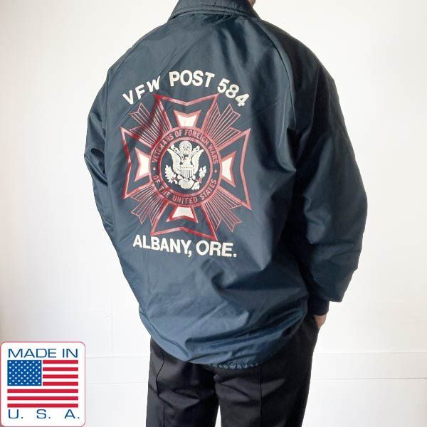 70s USA製 米軍退役軍人会 コーチ ジャケット L 紺系 Pla-Jac アメリカ