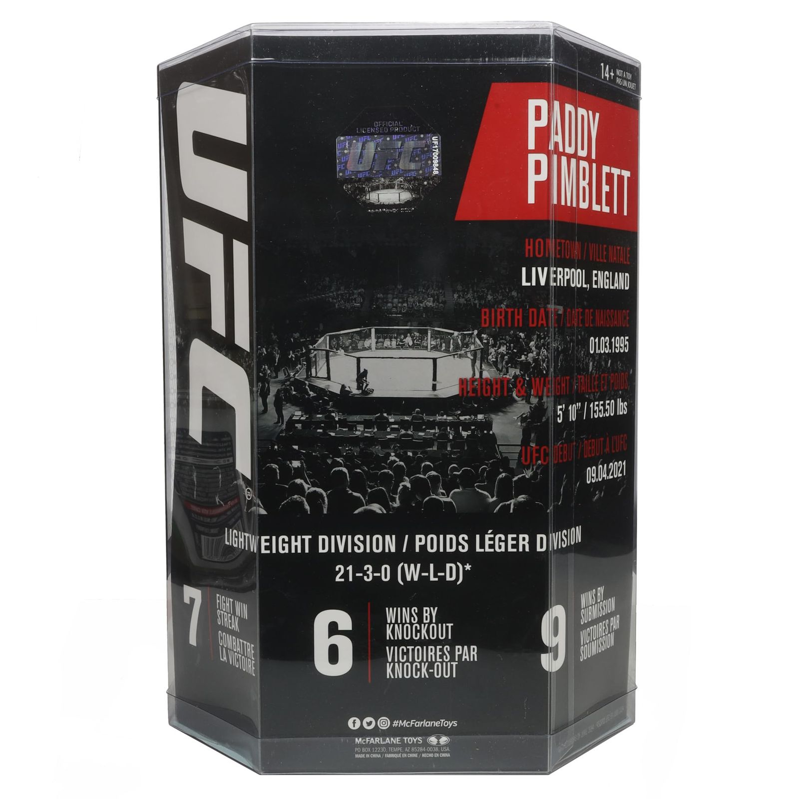  UFC Paddy Pimblett 7インチ ポーズフィギュア マクファーレンのスポーツピック 木製雑貨 置物 インテリア小物