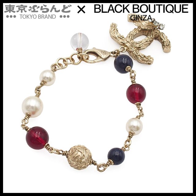 シャネル CHANEL ブレスレット ゴールド メタル コスチュームパール ラインストーン マルチ ココマーク B14S レディース 001014000