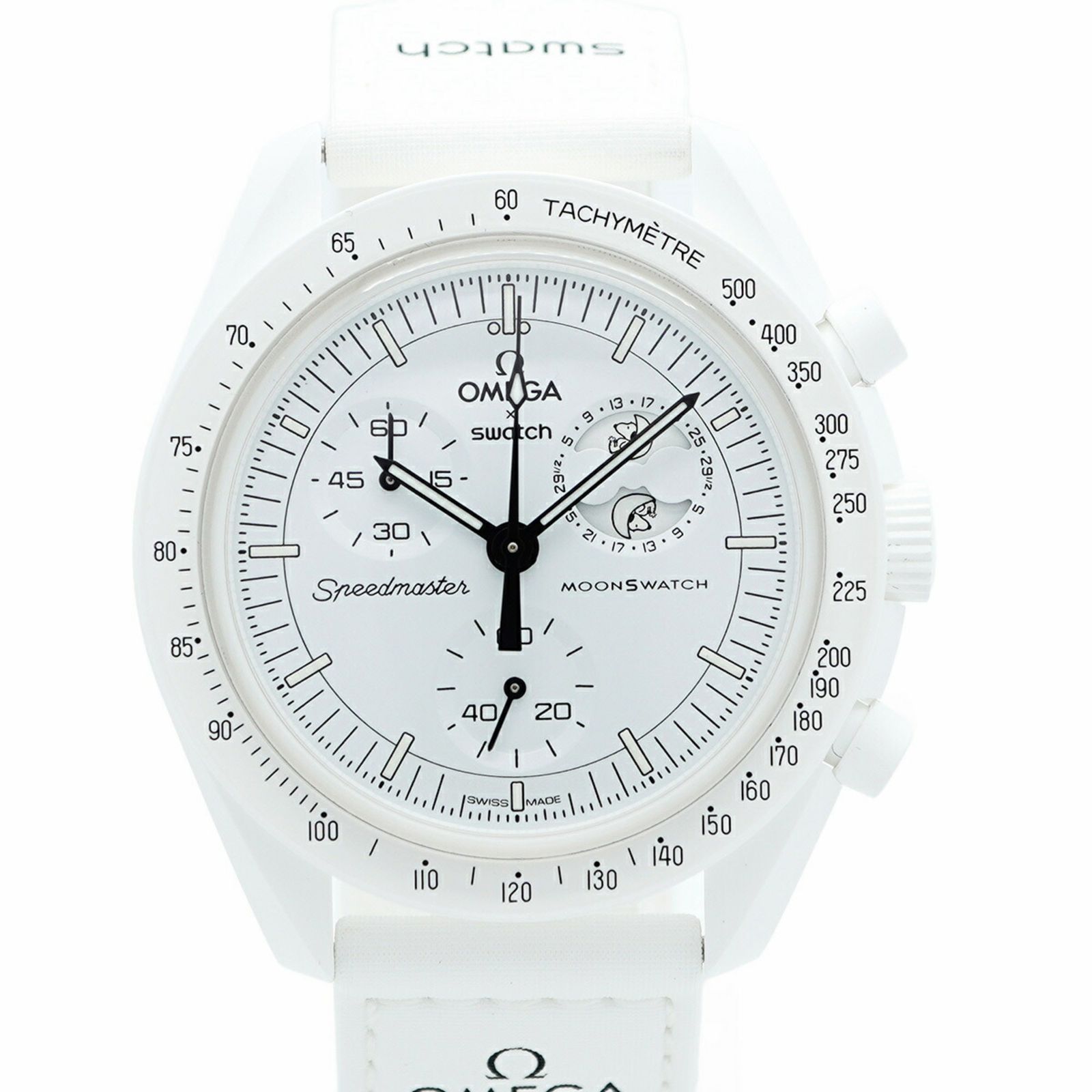 スウォッチ×オメガ ミッション トゥ ムーンフェイズ フルムーン SO33W700 白文字盤腕時計 メンズ