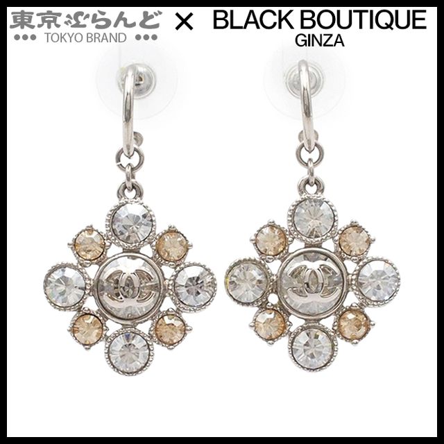 シャネル CHANEL ピアス シルバー メタル ラインストーン ココマーク Pie フープ 10V レディース 101819816